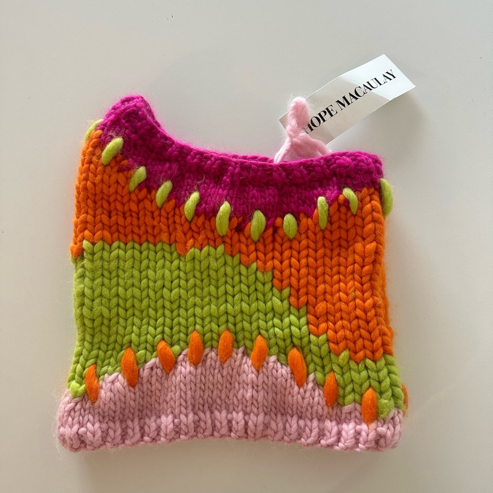 NWT Hope Macaulay Love Chunky Knit Wave Mini Skirt Pink Merino Wool